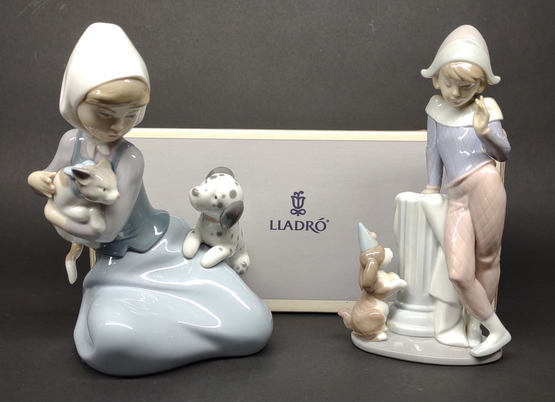 2 Lladro Figures Girl & Boy w/ Dog (5032 & 6013) (1 of 10)