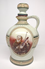 Nippon Monk White Enameled Portrait Wine Jug