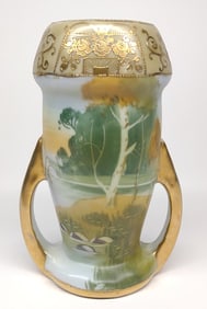 Nippon Stone Bridge Lake Scene Painted Vase