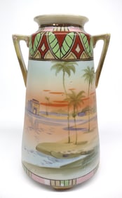 Nippon Desert Scene Egyptian Pattern Vase