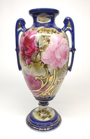 Nippon Cobalt Blue & Gold Floral Bolted Urn Vase
