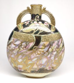 Nippon Pink Enamel Swirl Porcelain Vase