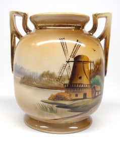 Nippon Dutch Windmill Scenic Painted Vase