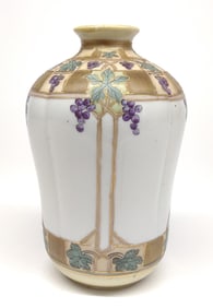 Nippon Art Deco Grape Decorated Porcelain Vase