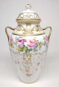Nippon Gold Decorated Floral Covered Urn Vase