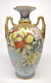 Nippon Multi Colored Floral Porcelain Vase