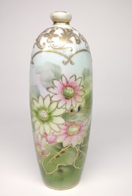 Nippon Floral Pink & White Daisy Painted Vase