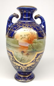 Nippon Cobalt Blue Sunset Waterfront Scene Vase