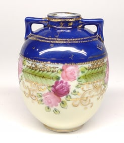 Nippon Cobalt Blue Short Round Rose Vase