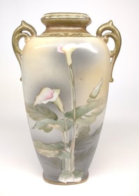 Nippon Calla Lily Floral Porcelain Vase