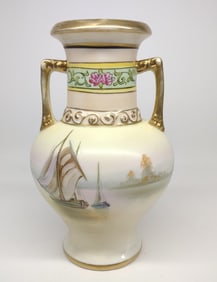 Nippon Nautical Sailboat Landscape Decorated Vase