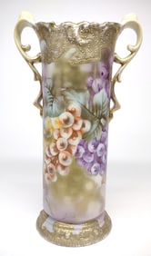 Nippon Hand Painted Grapes Porcelain Vase