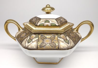 Nippon Floral Decorated Cracker / Biscuit Jar