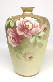 Nippon Pink Rose & Gold Porcelain Vase