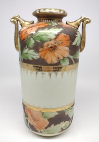 Nippon Poppy Flower & Art Deco Pendant Vase