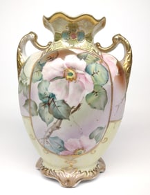 Nippon Pink Floral Art Deco Decorated Vase