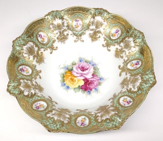 Noritake Nippon Teal Blue & Gold Floral Bowl