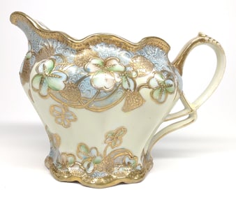 Nippon Floral Gold & Blue Decorated Pitcher