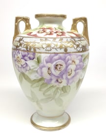 Nippon Floral Purple & Red Decorated Vase