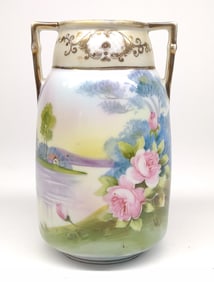 Nippon Lake House Landscape Scene Vase