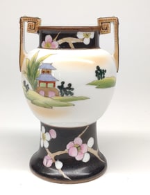 Nippon Pagoda Cherry Blossom Scene Vase