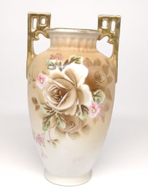 Nippon Floral Pink & White Rose Short Vase