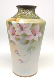 Nippon Pink Floral & Enamel Painted Vase