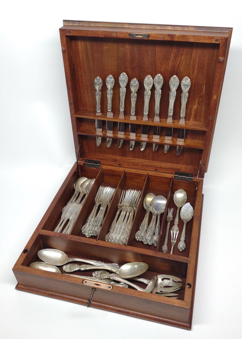 61 pc Gorham Sterling Silver Melrose Flatware Set (1 of 20)