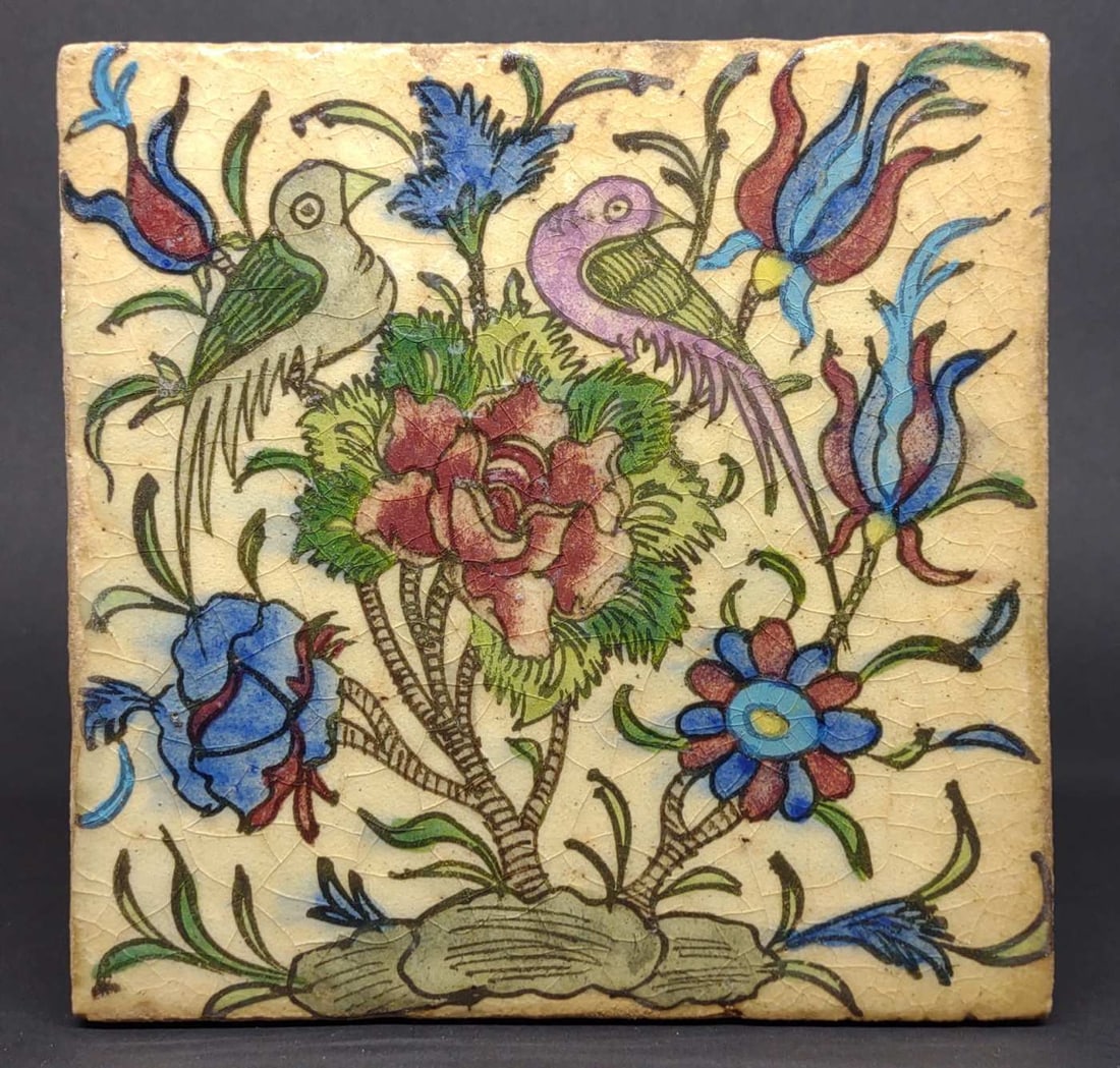Antique Persian Quajar Decorated Tile Panel (1 of 6)