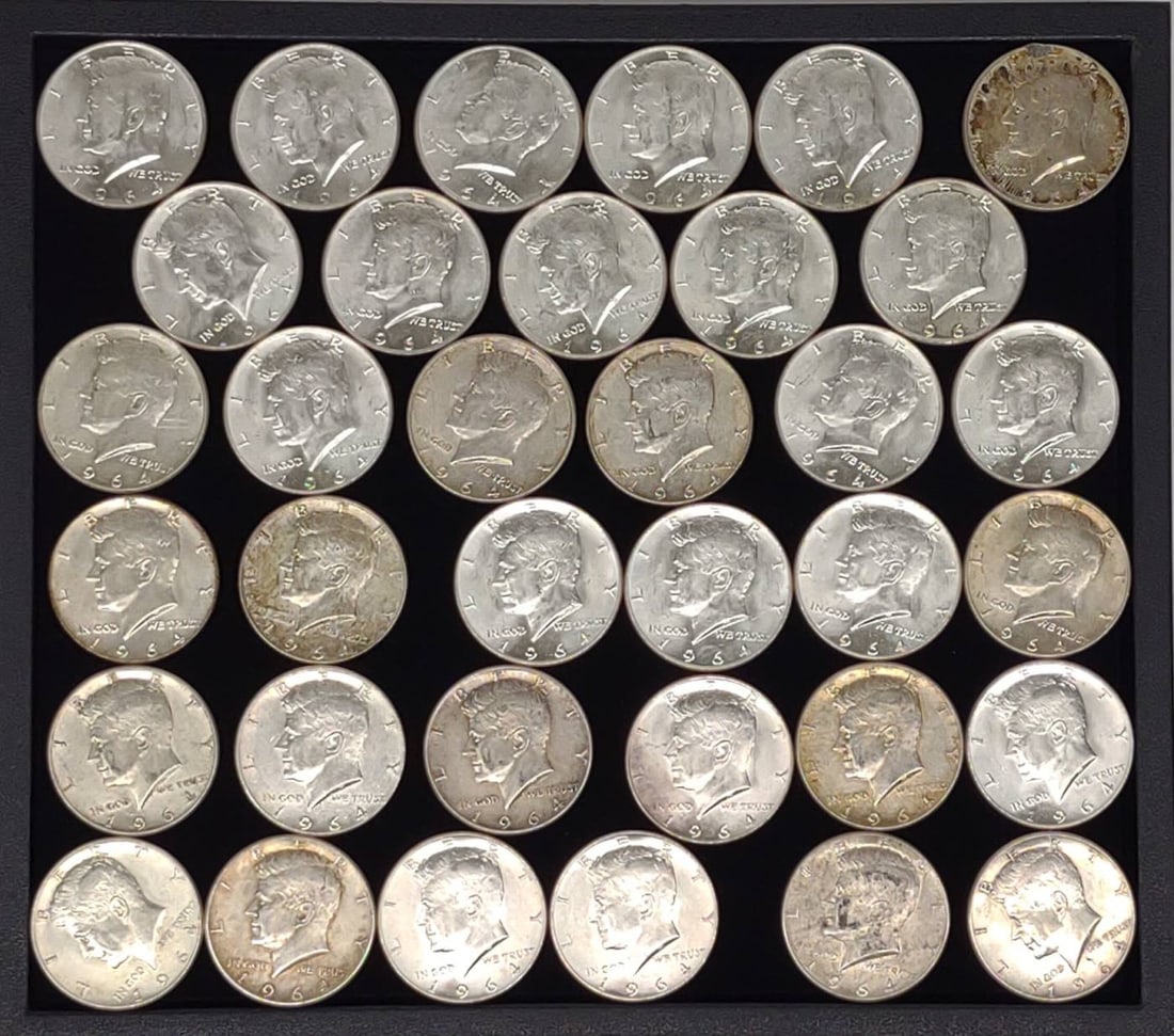 (35) 1964 Kennedy Half Dollar 90% Silver US Coins (1 of 10)