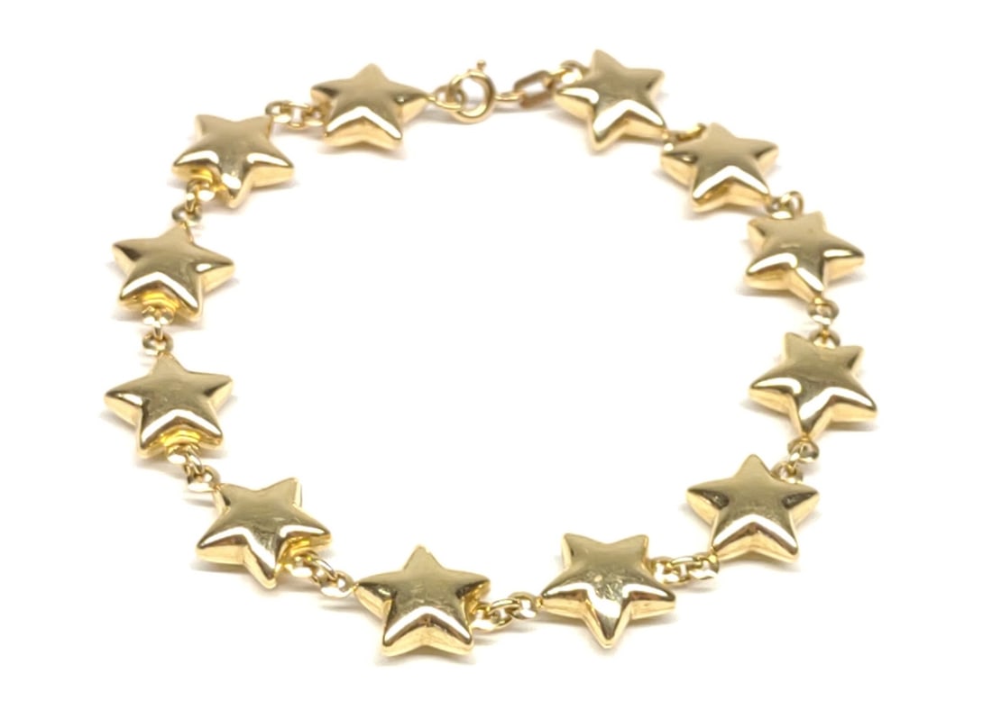 18K Gold Star Link Bracelet (7.5" long) (1 of 4)