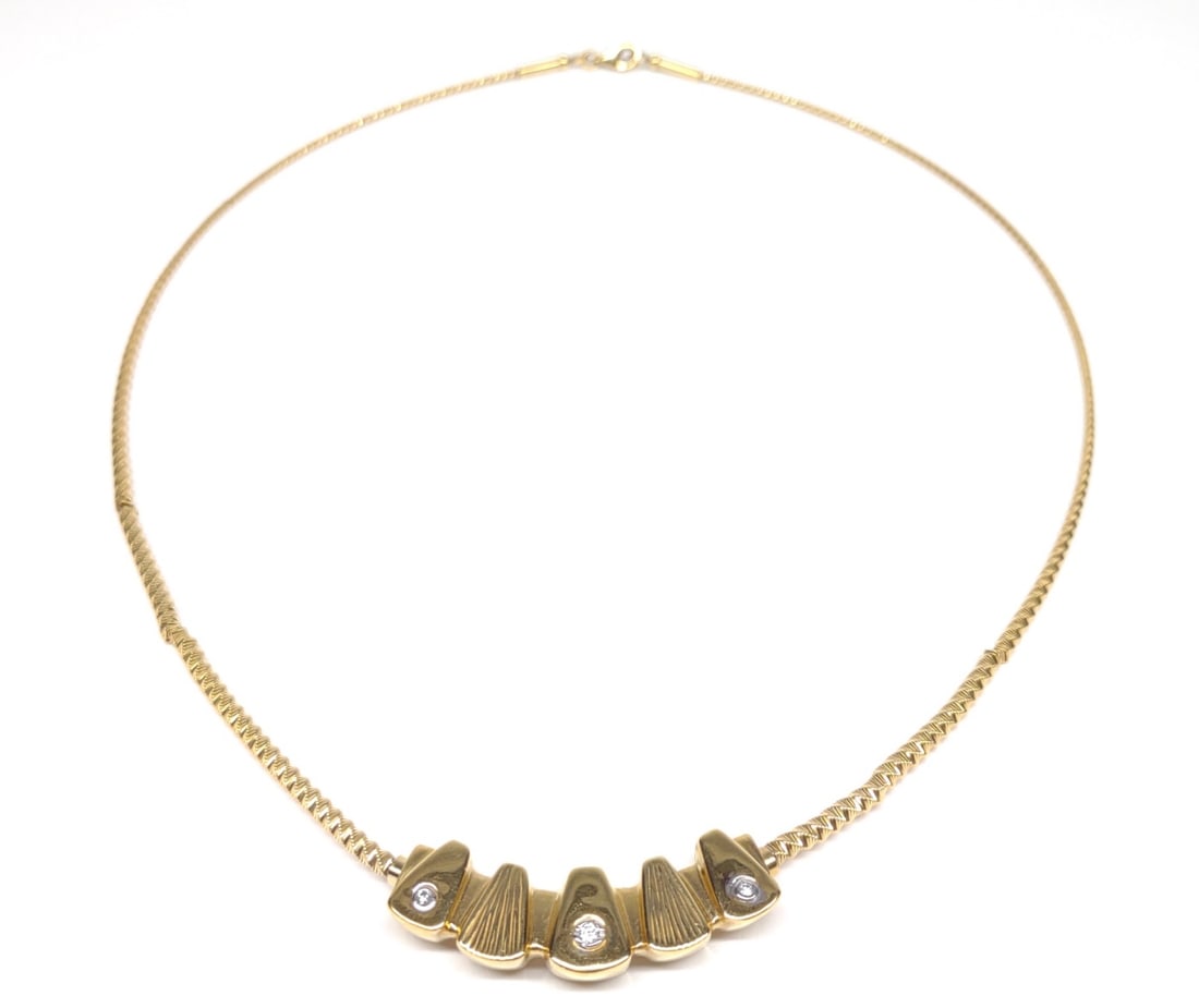 14K Yellow Gold & Diamond Modernist Necklace (1 of 10)