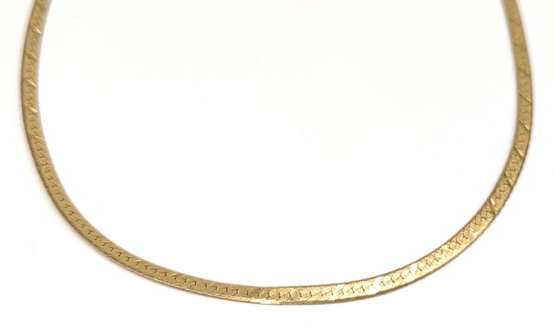 18K Gold Herringbone Necklace (24" long) (1 of 7)