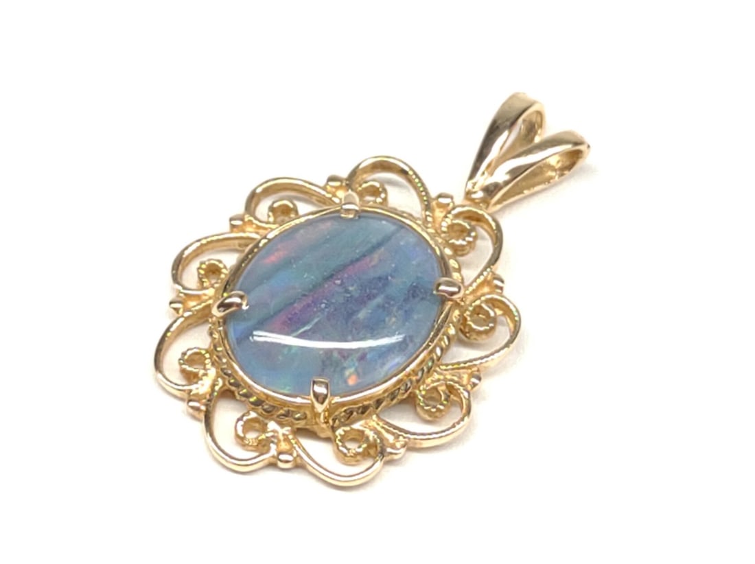 14K Gold Triplet Opal Necklace Pendant (1 of 8)