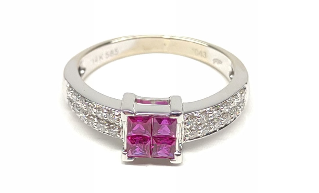 14K White Gold Ruby & Diamond Ring (sz 5) (1 of 9)