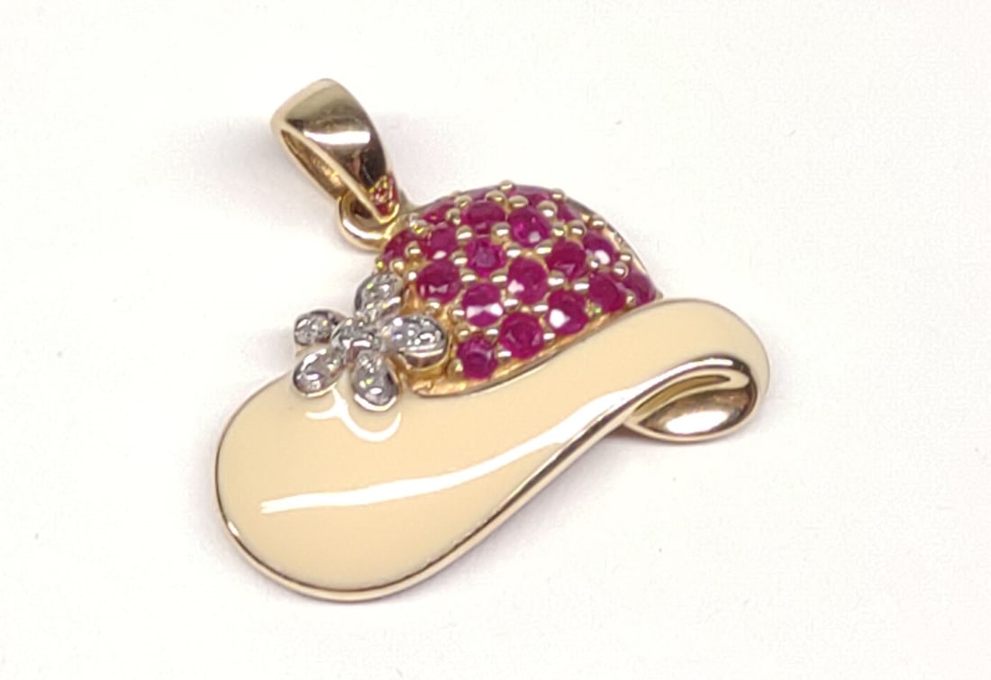 10K Gold & Enamel Sun Hat Pendant (1 of 6)