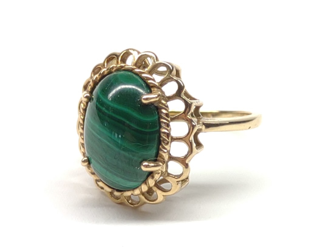 10K Gold Malachite Ring (sz 7) (1 of 7)