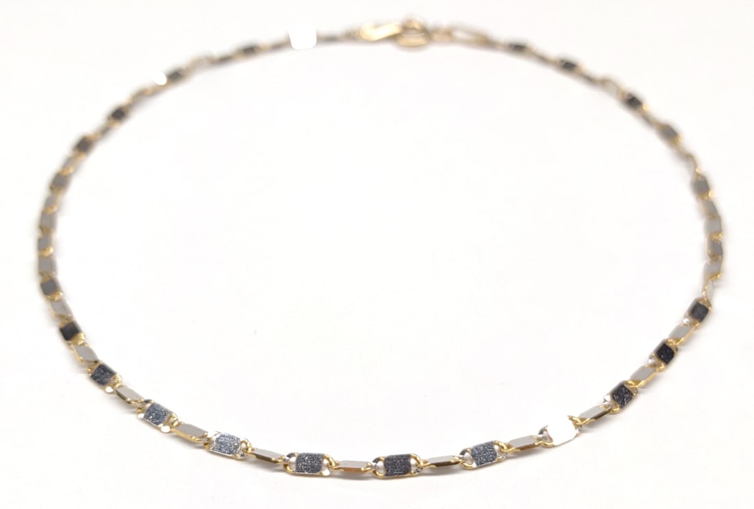 14K White & Yellow Gold Panel Chain Bracelet 9.5" (1 of 7)