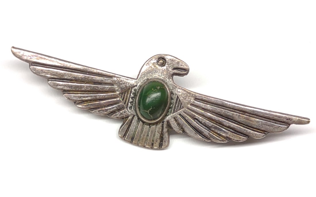 Sterling Silver & Turquoise Thunderbird Brooch Pin (1 of 5)