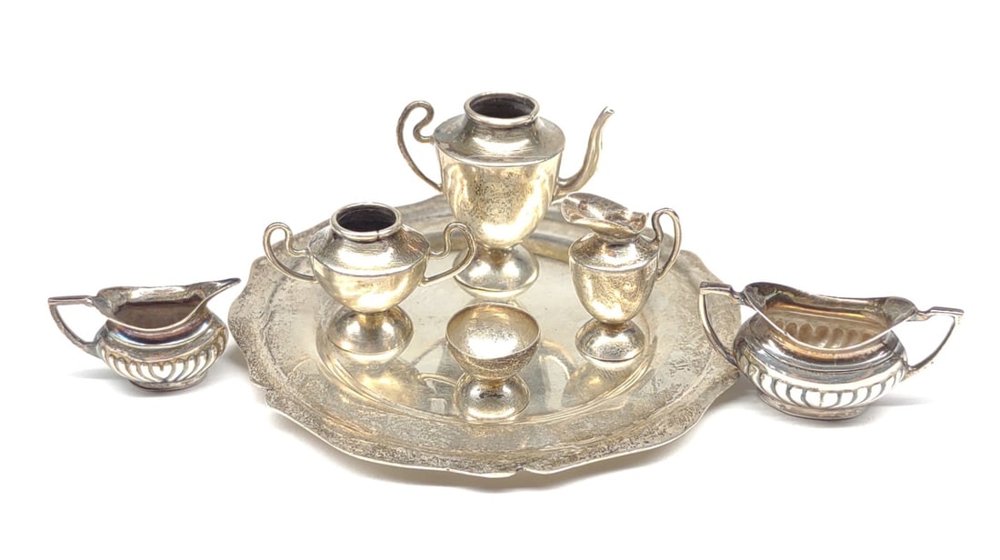 7 pc. Sterling Silver Miniature Tea Set (1 of 10)