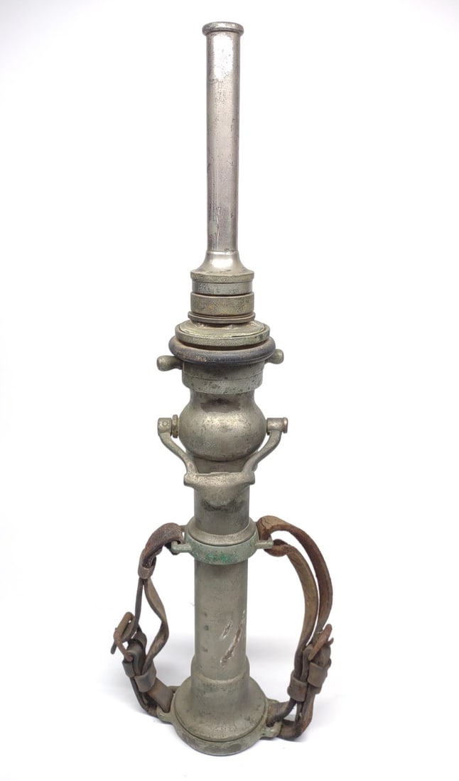 Vintage Fire Hose Nozzle w/ Leather Handles (26") (1 of 10)