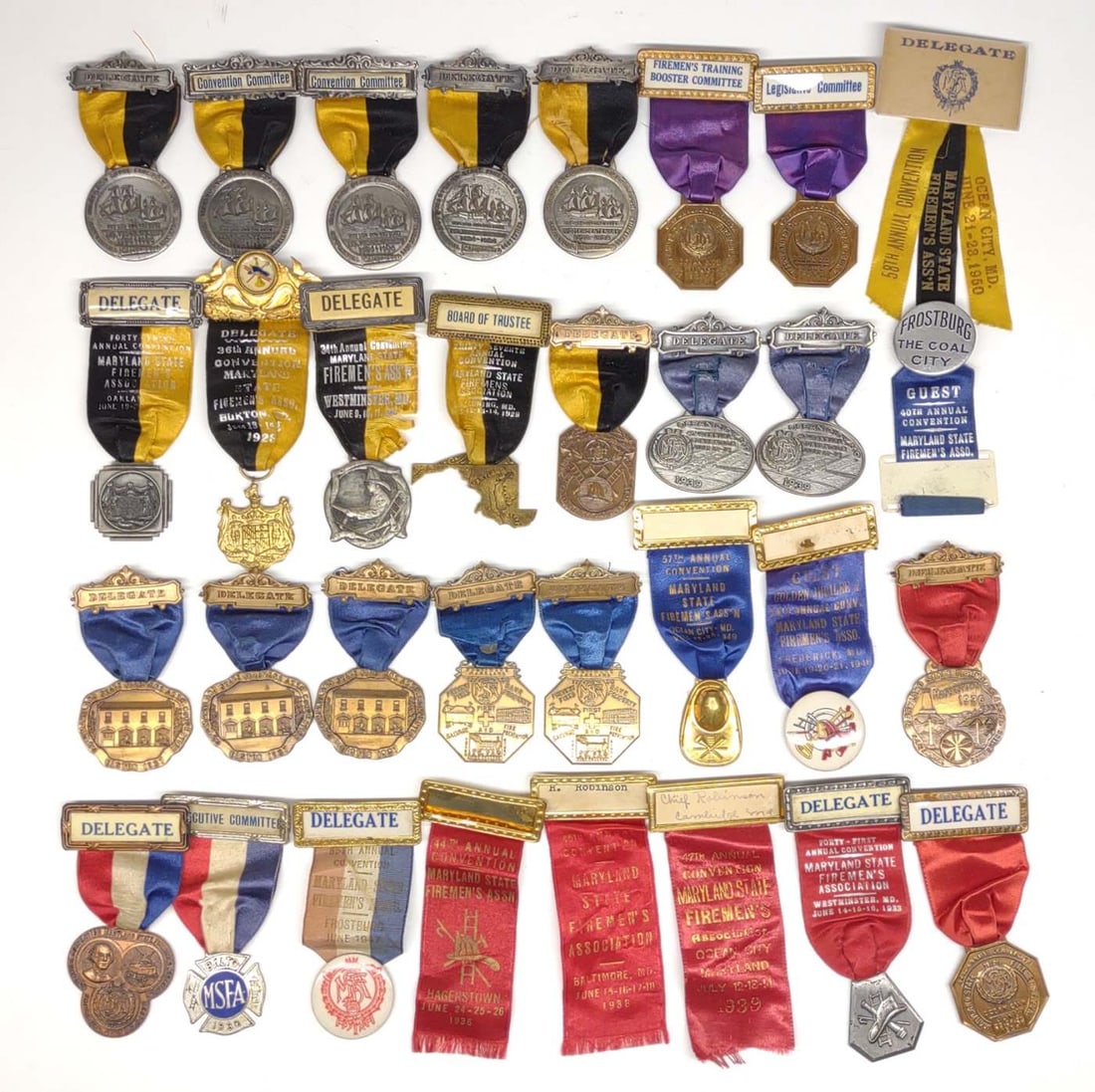 1920s-50s Maryland Fire Delegate Medals / Badges (1 of 9)