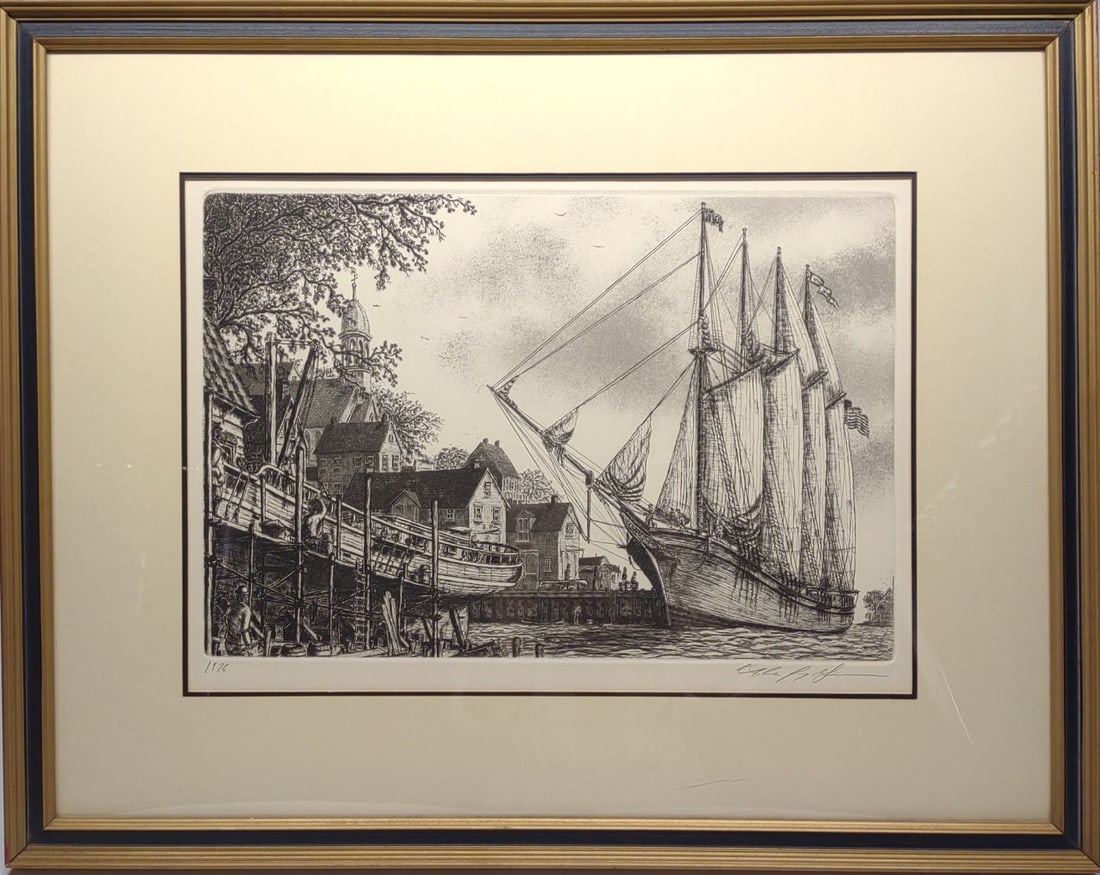 Alan Jay Gaines "The Schooner" Signed Engraving (1 of 7)