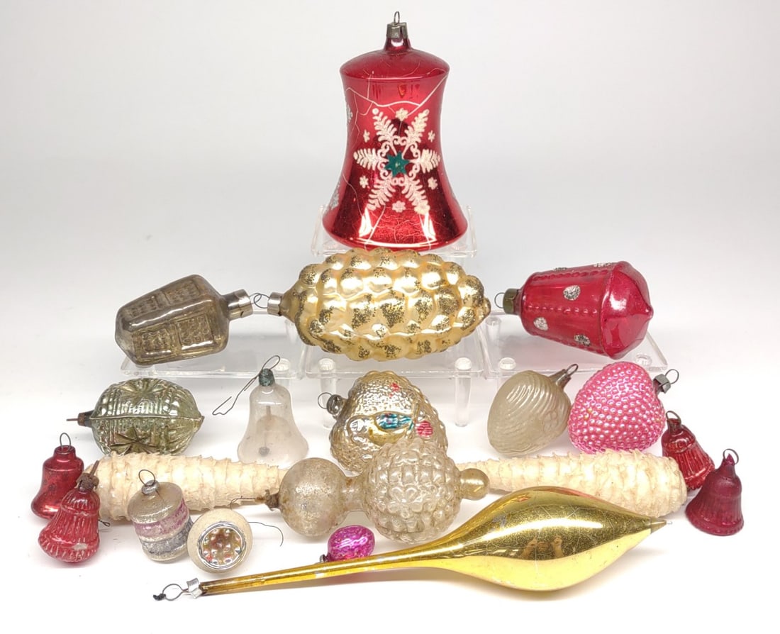 (21) Vintage Figural Glass Christmas Ornaments (1 of 9)