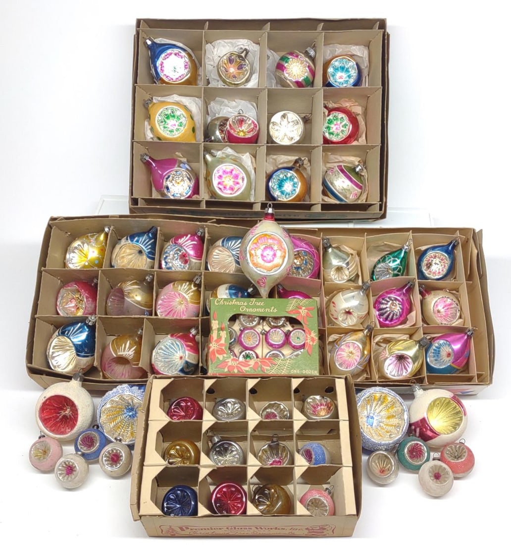 72 Vintage Single Indent Glass Christmas Ornaments (1 of 6)