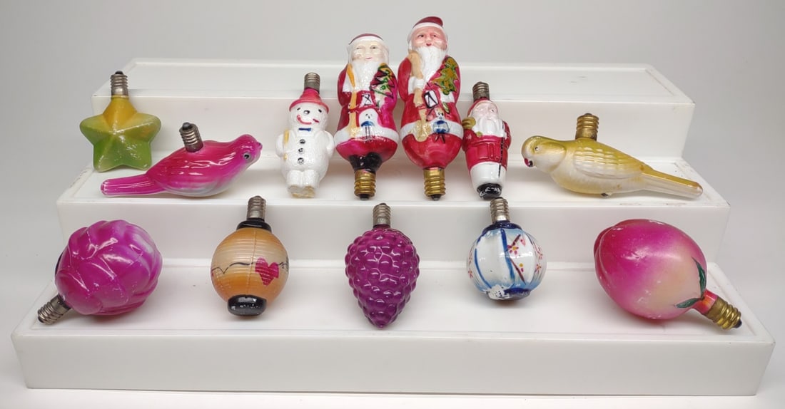 (12) Vintage Figural Glass Christmas Light Bulbs (1 of 6)