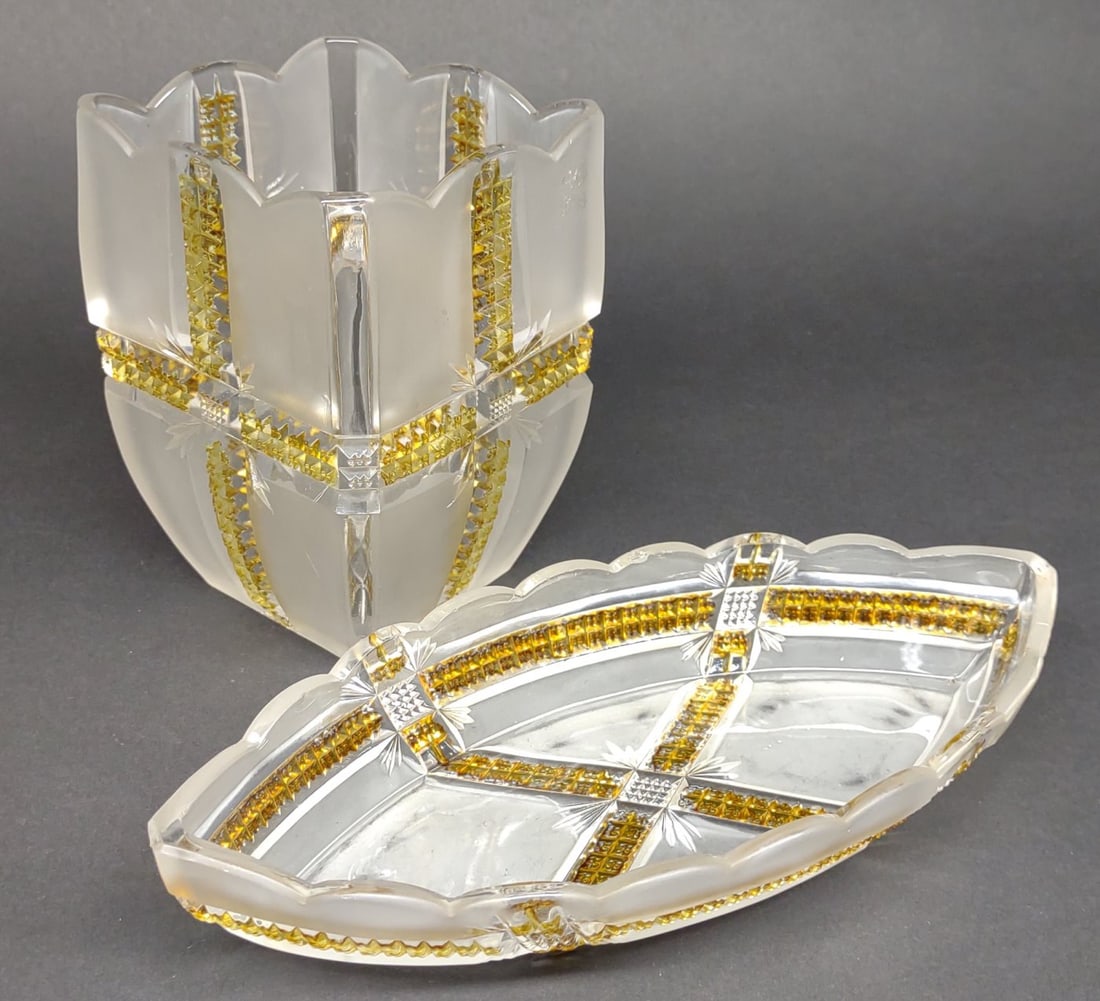 Dalzell Klondike Amber Relish Dish & Vase (1 of 8)