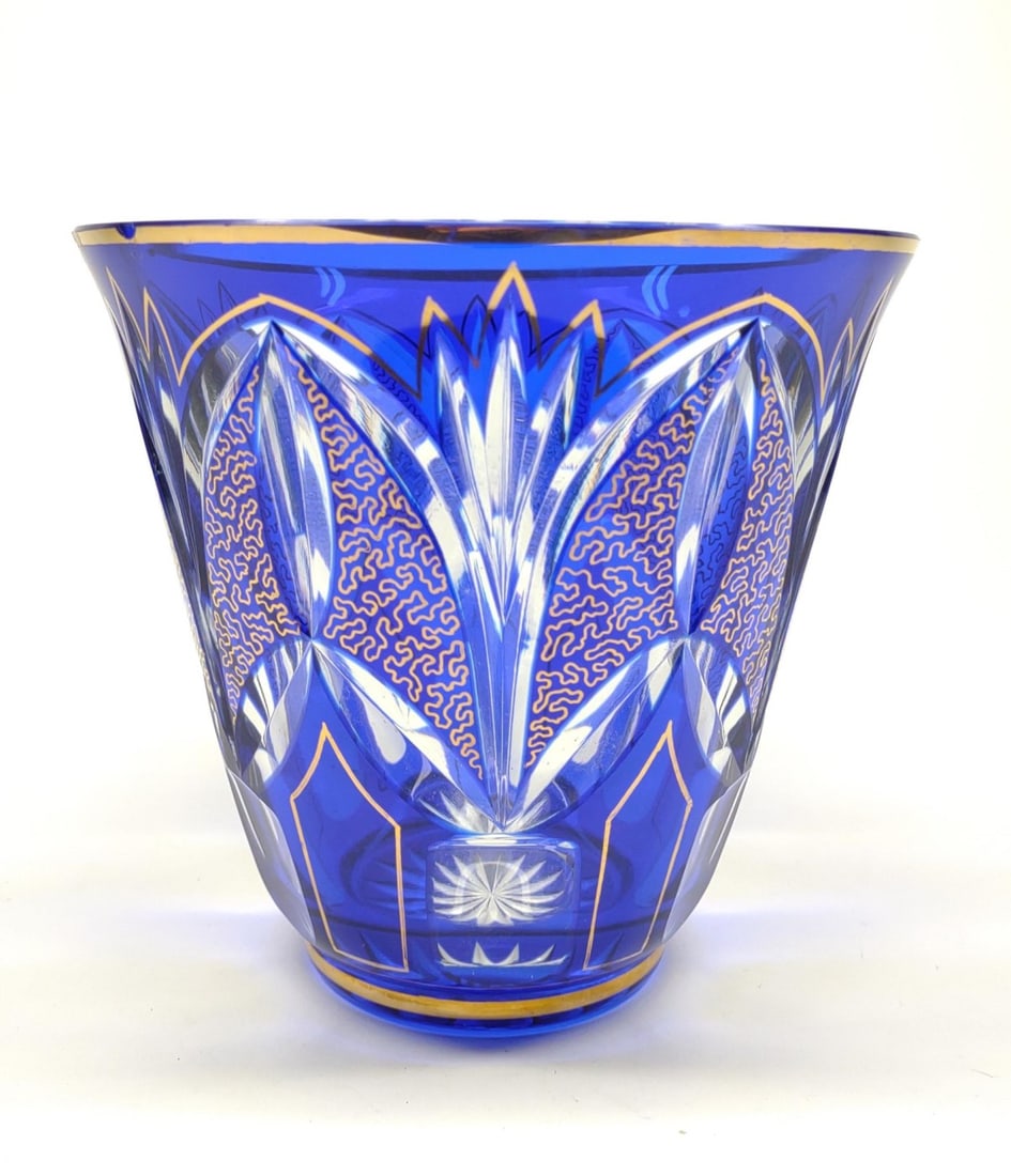 Bohemian Cobalt Blue Cut Crystal Vase (1 of 7)