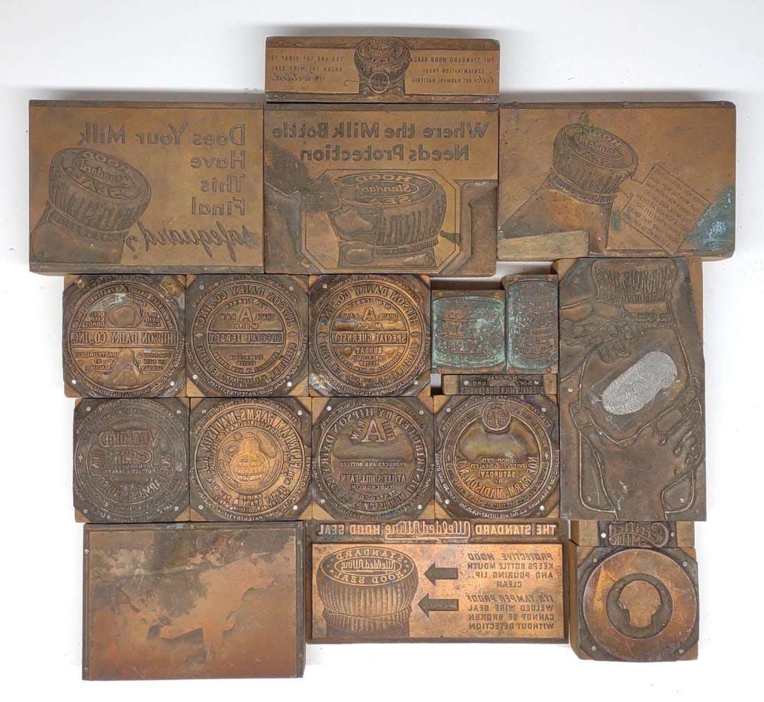 (19) Milk Bottle Advertising Printer Block Stamps (1 of 9)