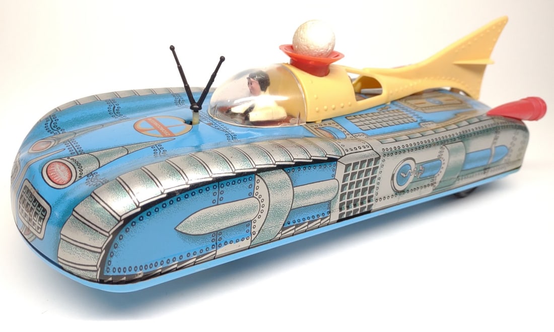 Vintage Hungarian Tin Battery Op Space Ship Car (1 of 10)
